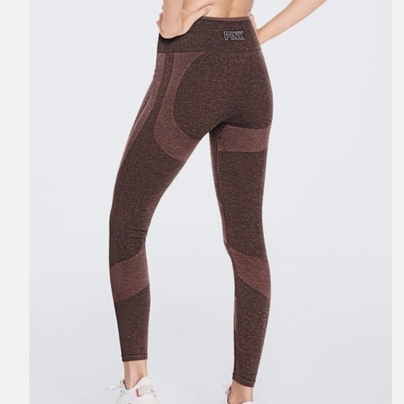 Pink Victoria’s secret seamless workout leggings in brown  size Medium - Picture 1 of 5